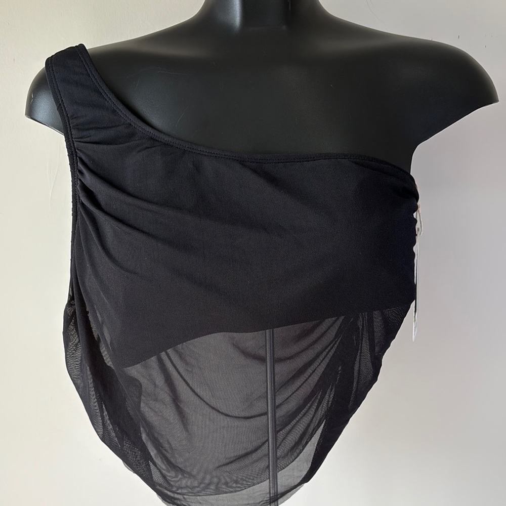 Women’s One-Shoulder Black Bikini Top